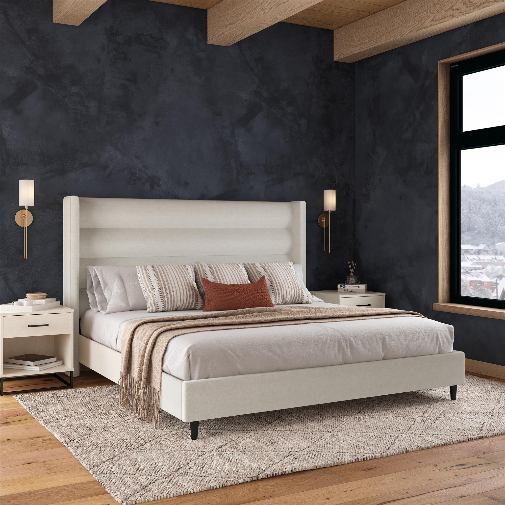Novogratz Louis King Upholstered Wingback Bed & Reviews | Wayfair
