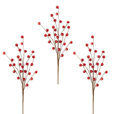 26" Artificial Christmas Red Jingle Bell Spray Set of 3