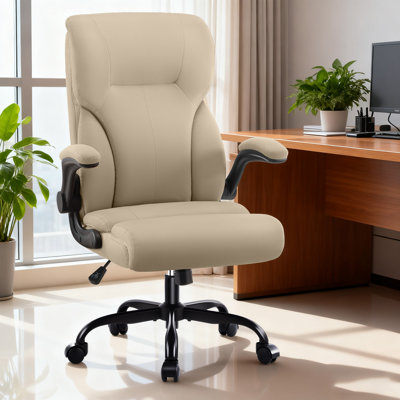 Ergonomic Comfy High Back Office Chair with Padded Flip-up Armrests