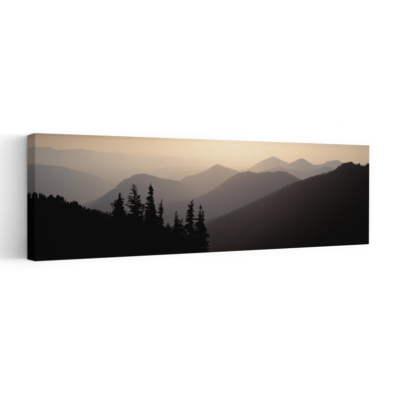 «Mount Rainier National Park Wa Usa Peaceful Serene Abstract Pine Forest Landscape», art mural, H 16 po x l 48 po