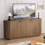 Buffet 63 po à double porte de conception ondulée avec tablettes réglables - Buffet de rangement élégant et polyvalent pour la cuisine, le salon ou le couloir