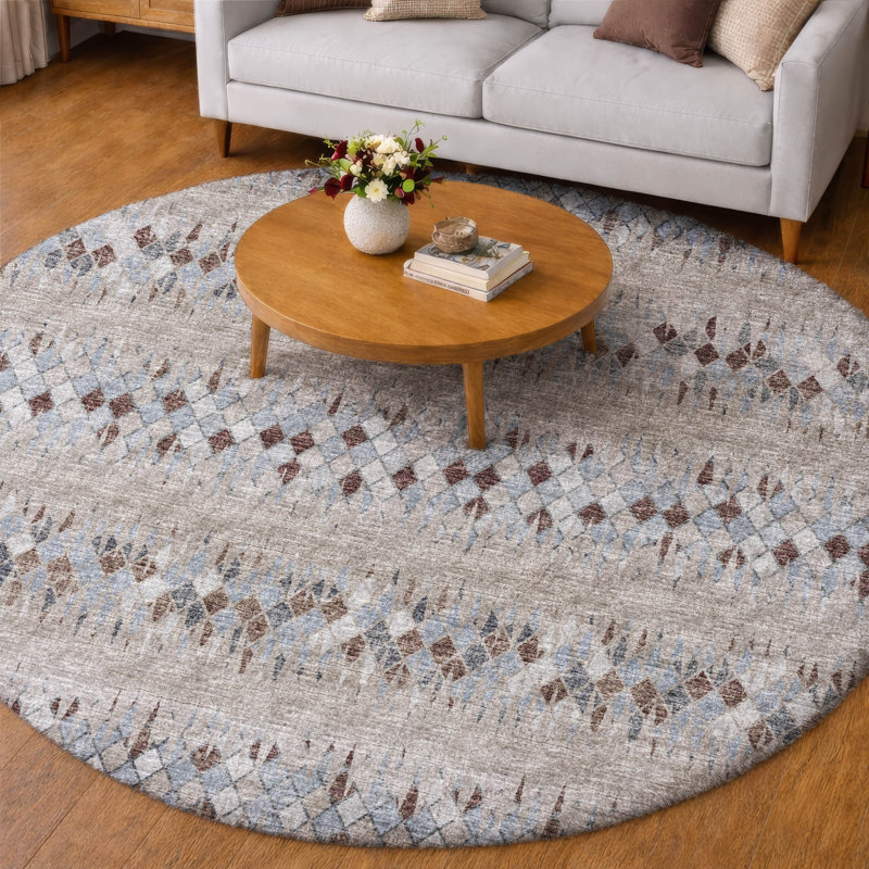 Premium Machine Washable Dream Shag ADS38 Chevron Rug, Blue, 8' Round