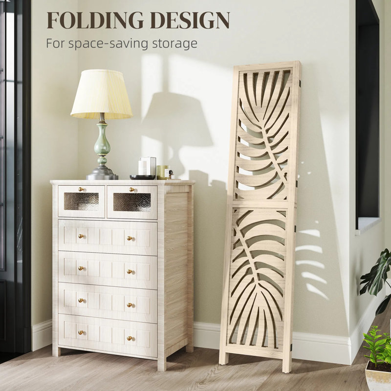 47.2 " W x 66.9 " H 3 - Panel Solid Wood Folding Room Divider
