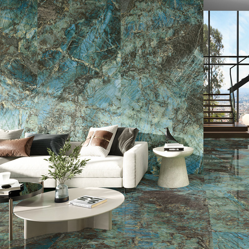 Carreau de porcelaine onyx brillant 24 po x 48 po Riptide, Verde