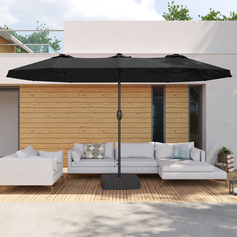 Parasol de marché avec base 15 pi x 9 pi Dorian, Noir, noir, noir, noir