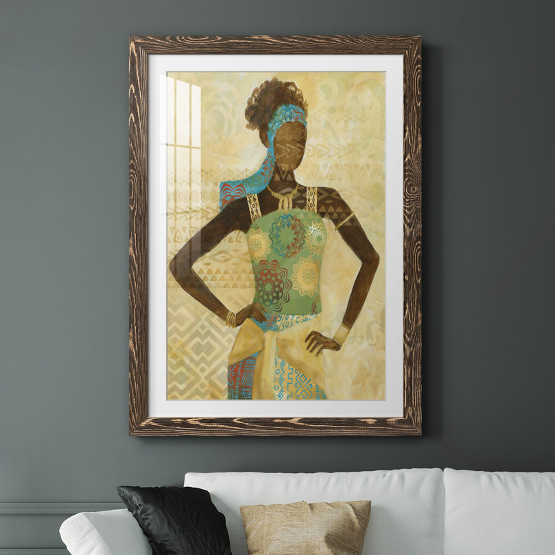 Tribal Vision I - peinture encadrée, Noyer, H 31,5 po x l 23,5 po x P 1,5 po