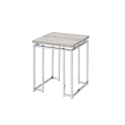 Natural Oak & Chrome Finish End Table