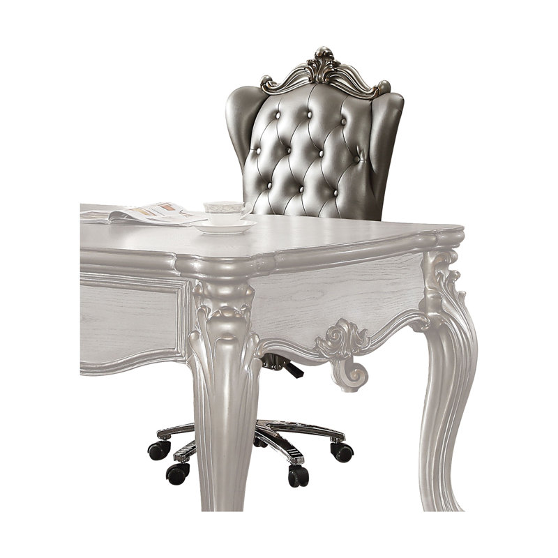 Chaise de bureau Amedori, Platine antique, Argent argent