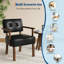 Ensemble de 2 chaises d'appoint de style Mid-Century avec structure en bois et fauteuil rembourré en cuir de polyuréthane avec fauteuil capitonné de lecture classique pour le salon, la chambre à coucher et le balcon