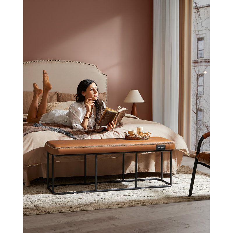 Leather Upholstered Bench, Brown