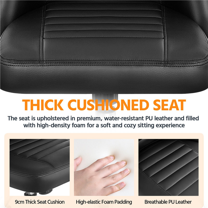 Lytisha Adjustable Height Faux Leather Task Chair, Black