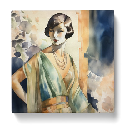 Art Deco Woman Watercolour - Wrapped Canvas