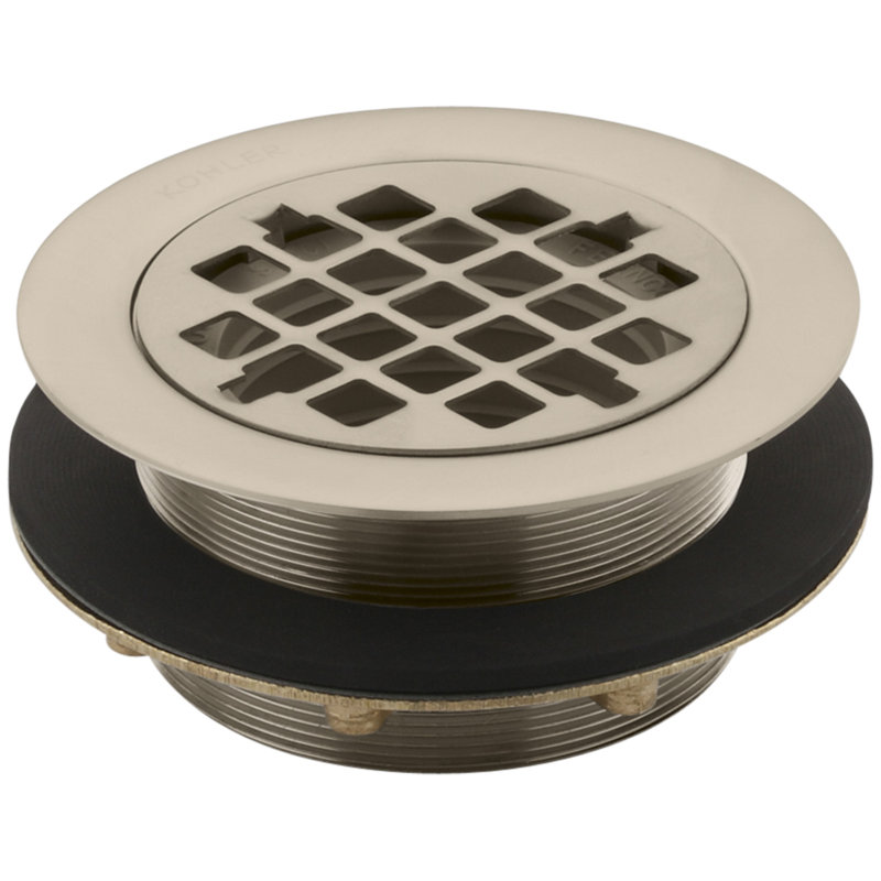Kohler Round Shower Drain for Use with 2" Metal or Plastic Pipe, Gasket Included, Vibrant Brushed Bronze