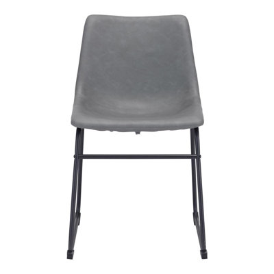  Ensemble de deux chaises d'appoint de salle à manger rembourrées en velours gris anthracite et noir Monroe