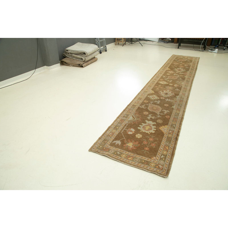 Tapis de couloir unique en laine noué à la main 2 pi 10 po x 16 pi 11 po New Age