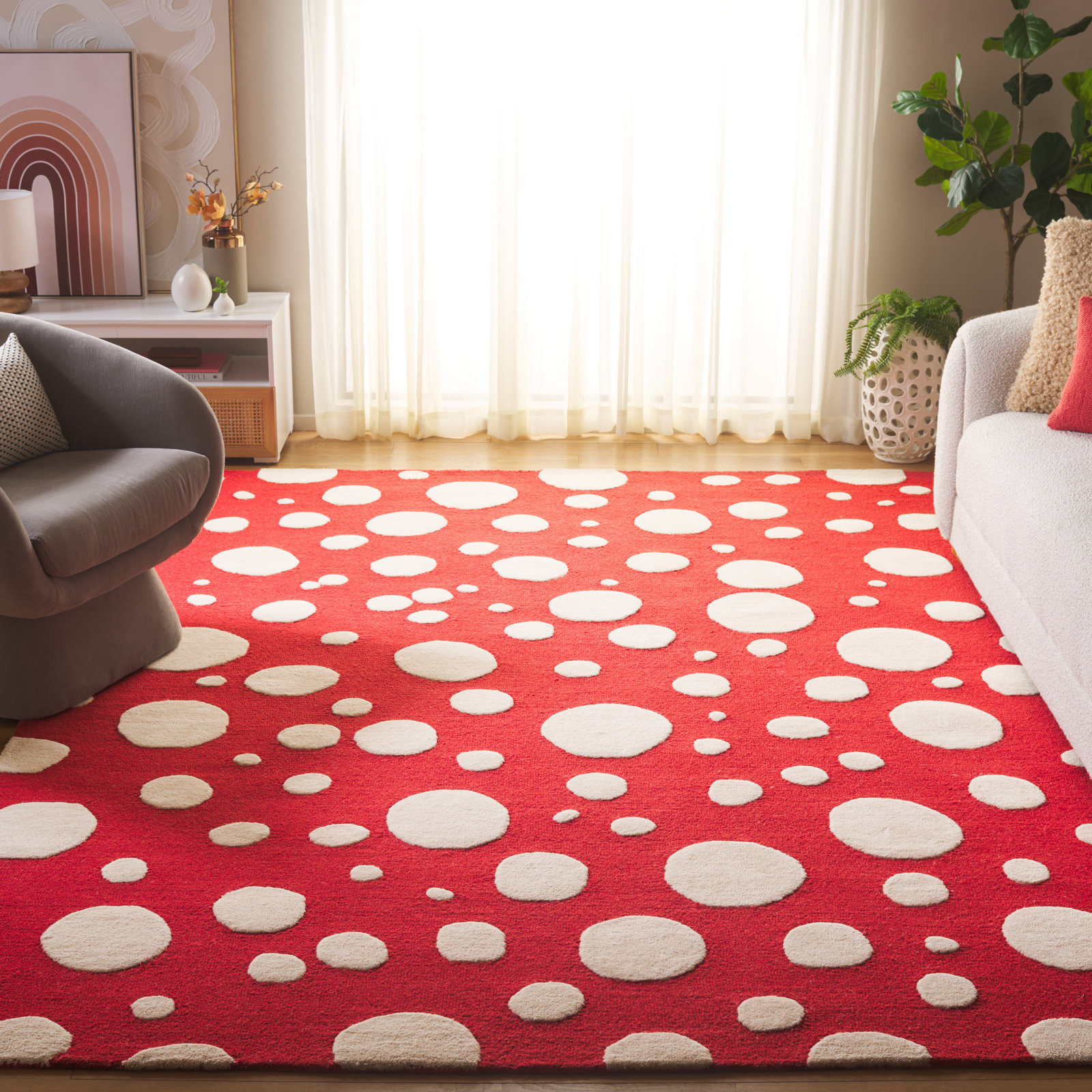 Camey Red Ivory Hand-Woven Rug, Rectangle 8' x 10'