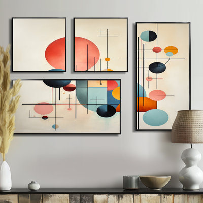 Syncronicities Midcentury Elegant Retro Art I - Art mural moderne 4 pièces