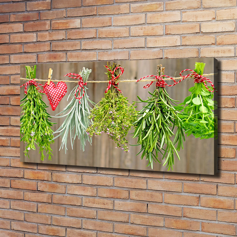 Herbs on a String 1 Piece Wrapped Canvas Wall Art
