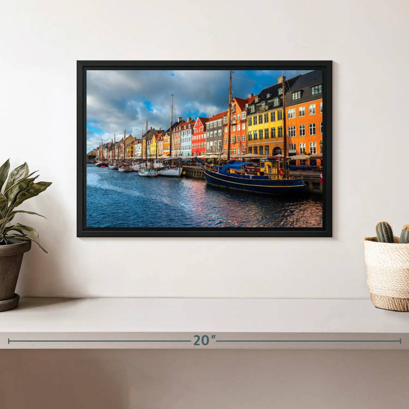 Port de Nyhavn, Copenhague, Cadre flottant noir, 13 po x 9 po