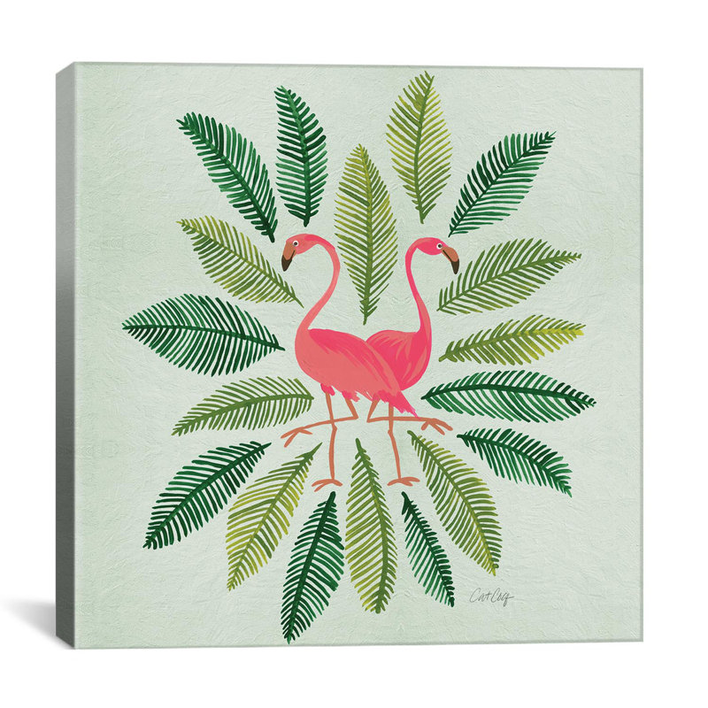 Flamants verts par Cat Coquillette - impression, Toile, H 18 po x l 18 po x P 1,5 po