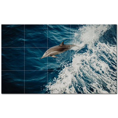 Murale décorative en céramique 4,25 po x 4,25 po Dolphin Photo