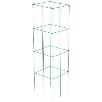 Treillis de jardin de 5,91 po de hauteur, 6 paquets de cages à tomates, cages carrées pour plantes grimpantes, plantes, fleurs, fruits, acier recouvert de PVC