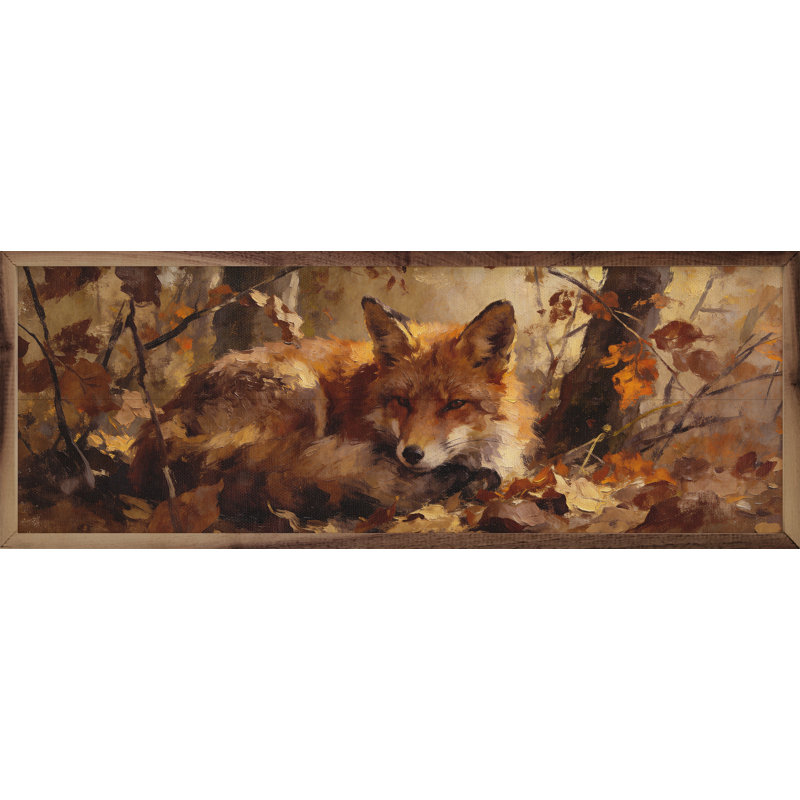 Renard des bois en automne brossé, H 4 po x l 12 po