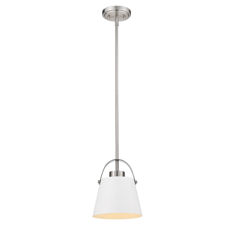 Chrisha 1 - Light Single Pendant, Brushed Nickel, 9.5" H x 8" W x 8" D, Matte White