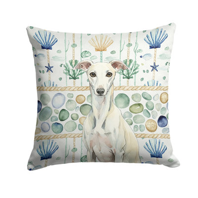 White Whippet Coastal Sea Glass Throw Pillow