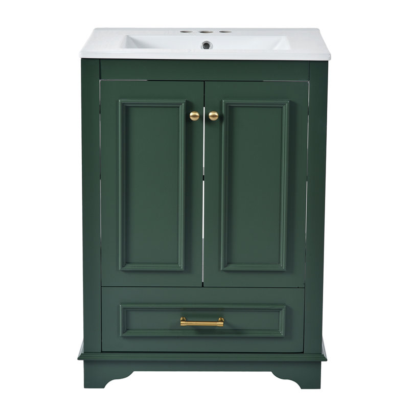 Meuble-lavabo 24 po avec lavabo en céramique, Vert