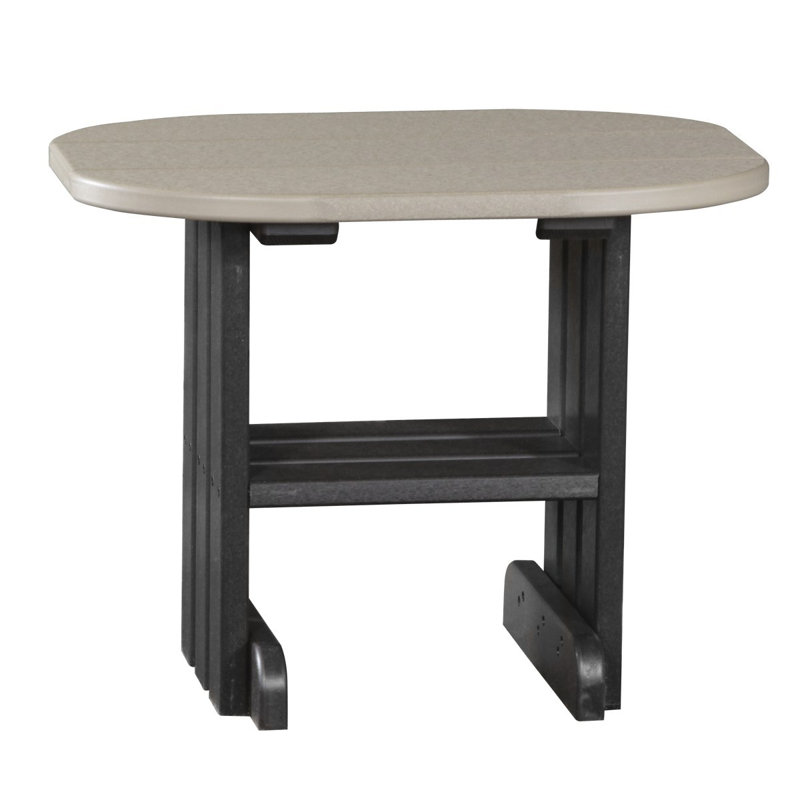 Table d’appoint en plastique Azusa, Noir, Bois vieilli