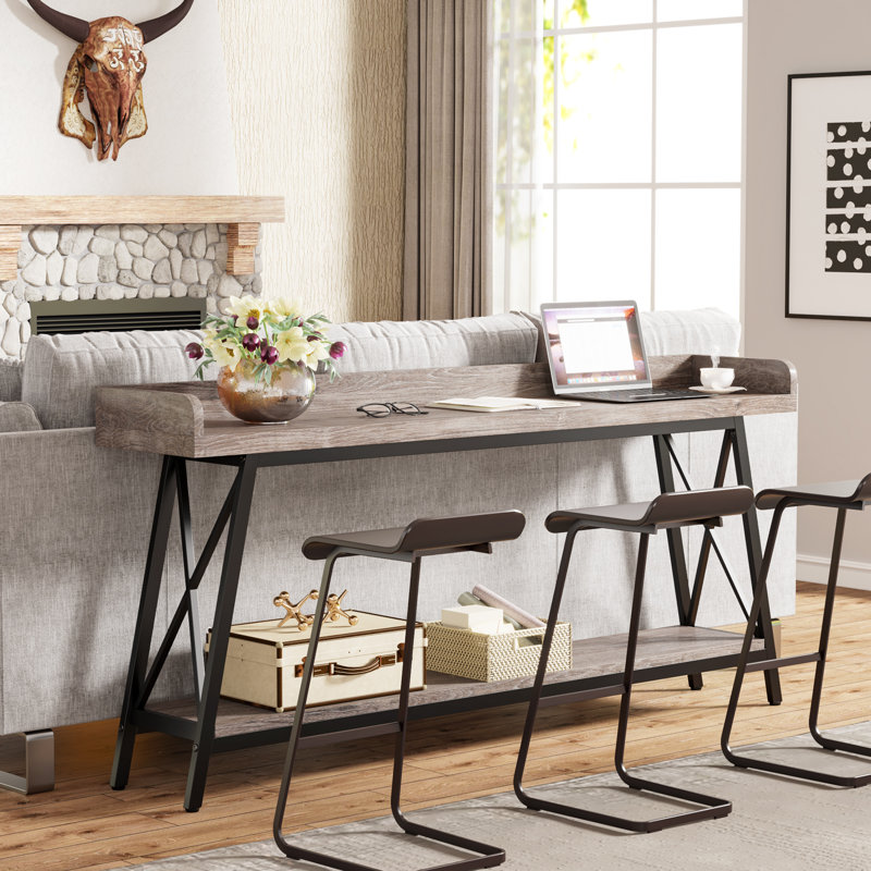 Niami 70.87'' Console Table, Gray, Black