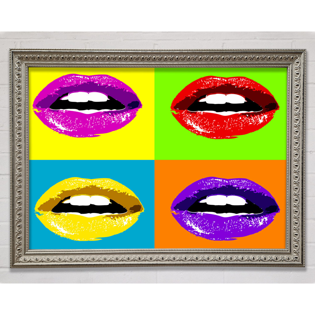 Lebendige Pop Art Lippen Gerahmter Druck