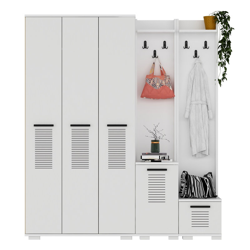 Aithusa Hall Tree with Shoe Storage, White