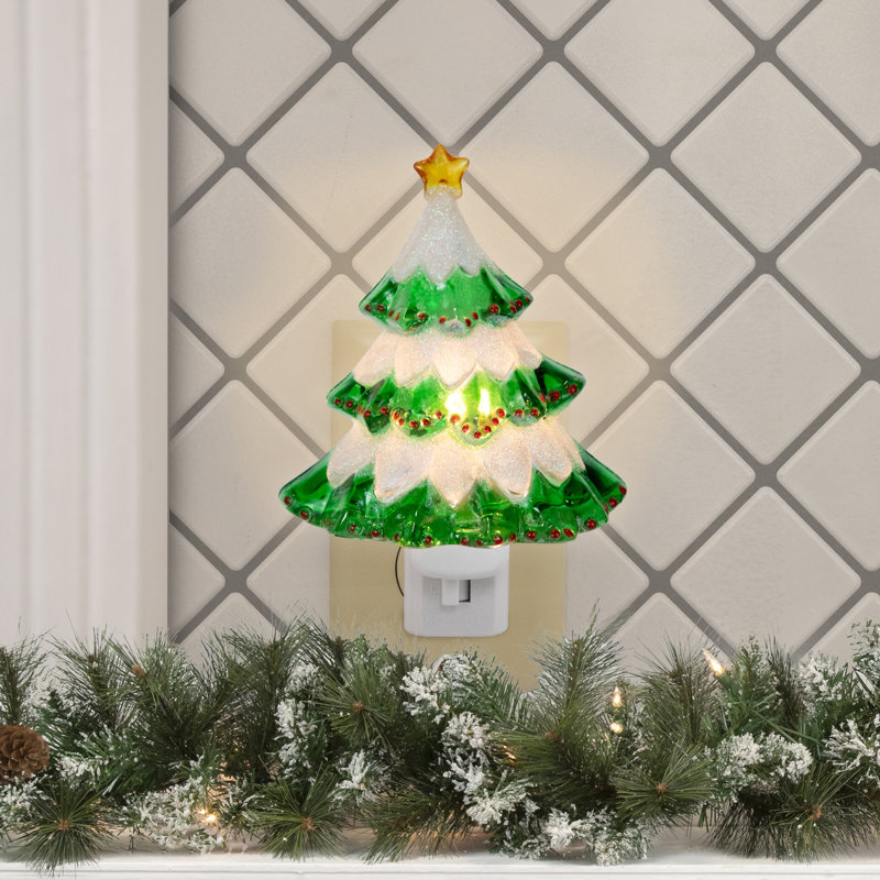 Veilleuse arbre de Noël scintillant - 5,75 "- vert