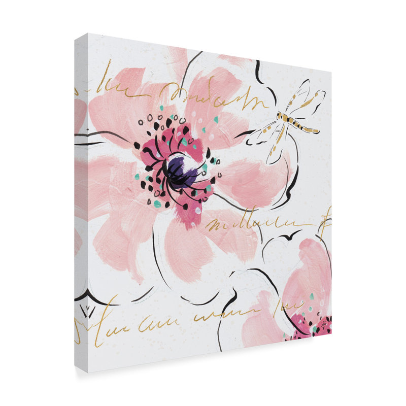 Wrapped Canvas Wall Art - Daphne Brissonnet 'Simply Pink Ii' Wall Art for Living Room, Bedroom, or Office Décor - 14x14