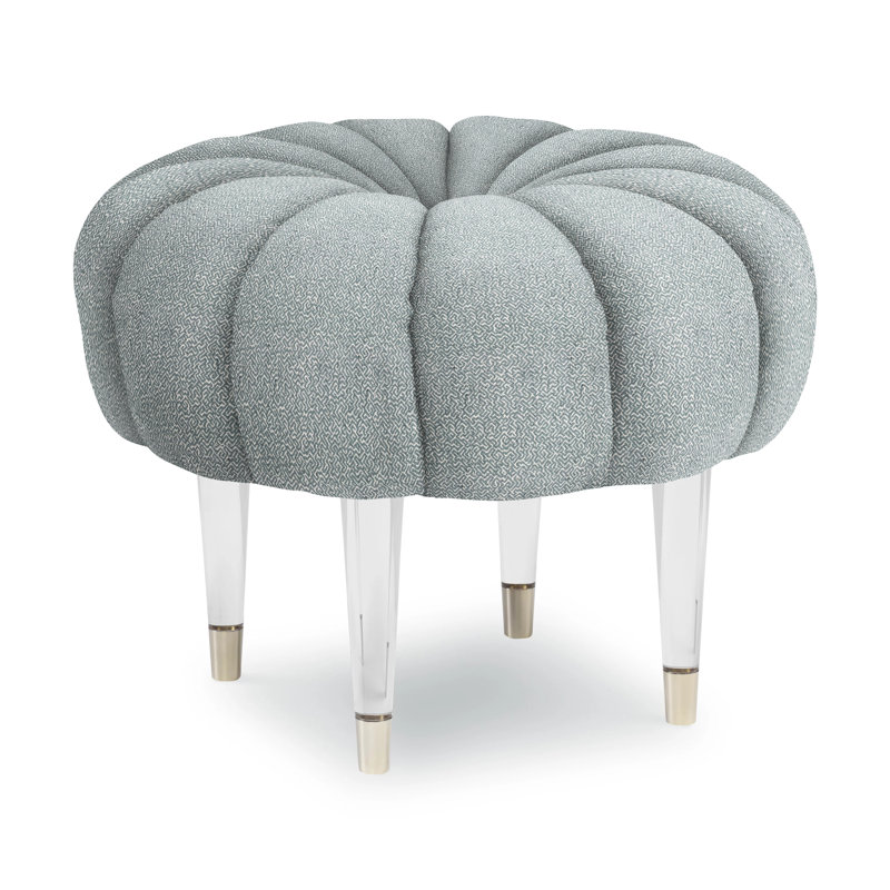 Oops A Daisy Upholstered Ottoman, Maya Cyan