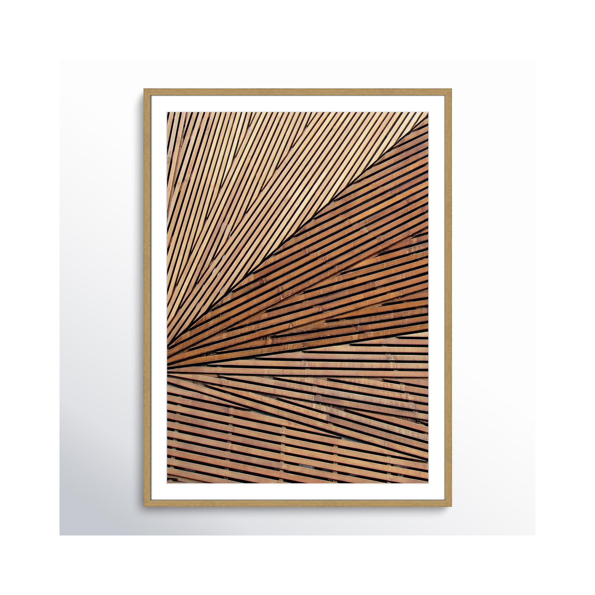 Geometric Wood Panel 1 - Picture Frame Print, Black Wood Grain, 15" H x 13" W x 0.75" D
