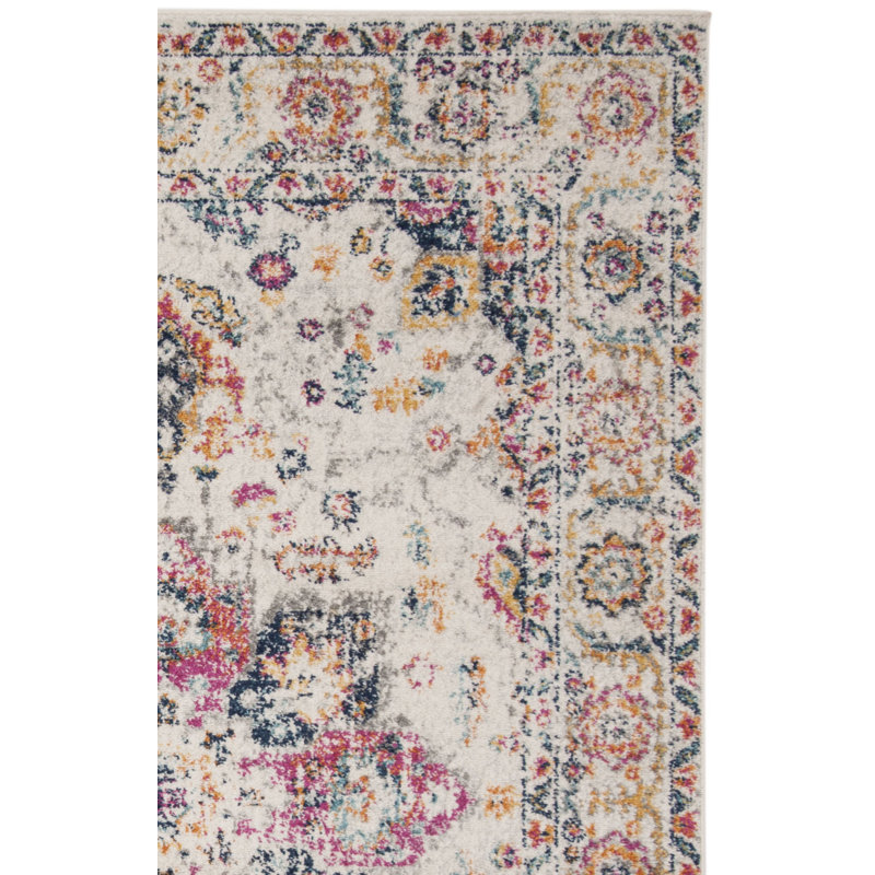 Tapis oriental fuchsia et ivoire Christa, Rectangle 3 pi x 5 pi