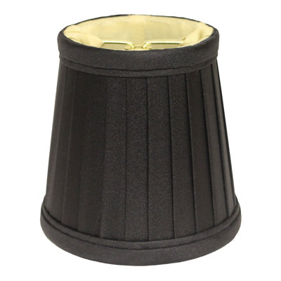 4" Black And Gold Of 6 Slanted Pleat Chandelier Silk Lampshades