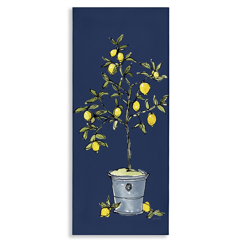 Art mural citron citronnier par Anne Tavoletti, H 24 po x l 10 po