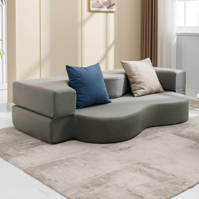 Full Wave Leatheraire Convertible Floor Sofa Bed