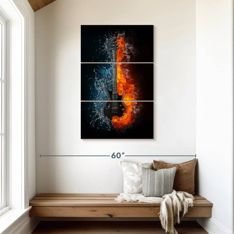 Abarca Flaming Guitar, 45" H x 28" W