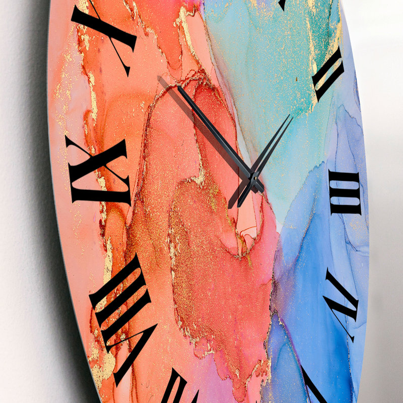 Blue Luxury Abstract Fluid Art XIX - Modern Wall Clock, Small