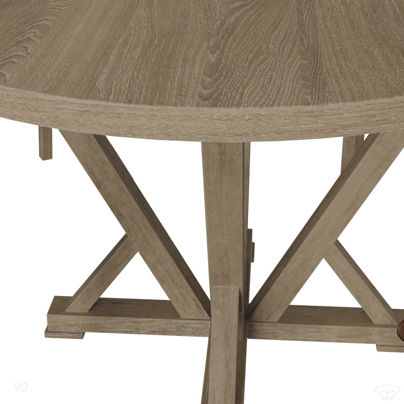 Ensemble de table ronde 5 pièces Table de salle à manger ronde en bois massif de style rustique moderne