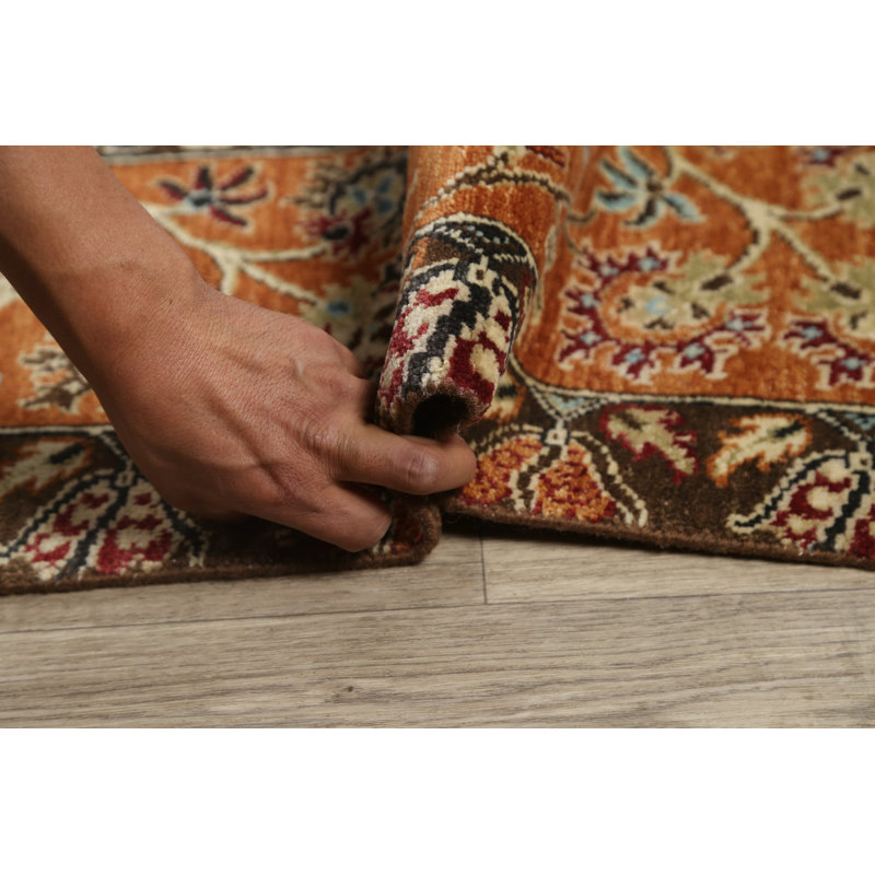 Tapis décoratif en laine de conception unique 7 pi 11 po x 9 pi 8 po noué à la main New Age