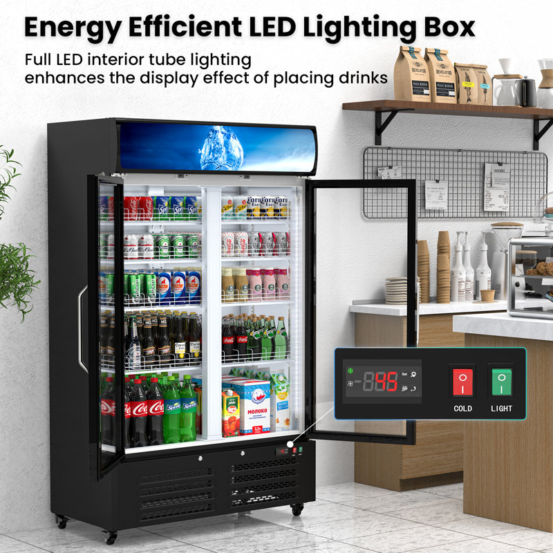 28 cu. ft. Commercial Beverage Refrigerator with Glass Door & LED Lighting