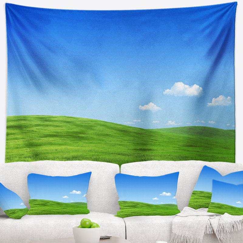 Tapisserie paysage paysage vert pré, H 32 po x l 39 po