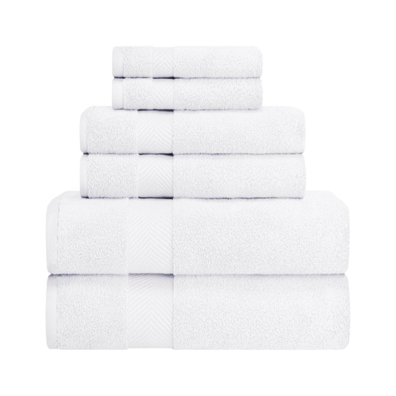 Blue Nile Mills Zero Twist 100% Cotton Ultra Soft 6-Piece Towel Set, White