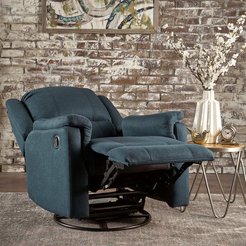 Fauteuil inclinable coulissant avec pivot, Tissu bleu marine